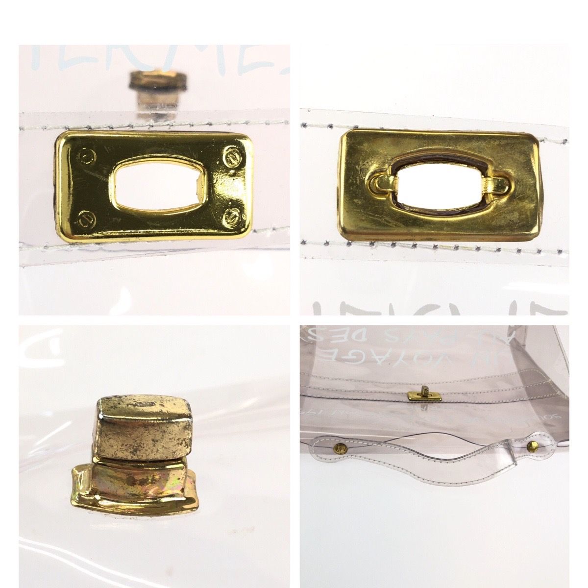 Hermes Vinyl Kelly Clear Gold Handbag — view 6
