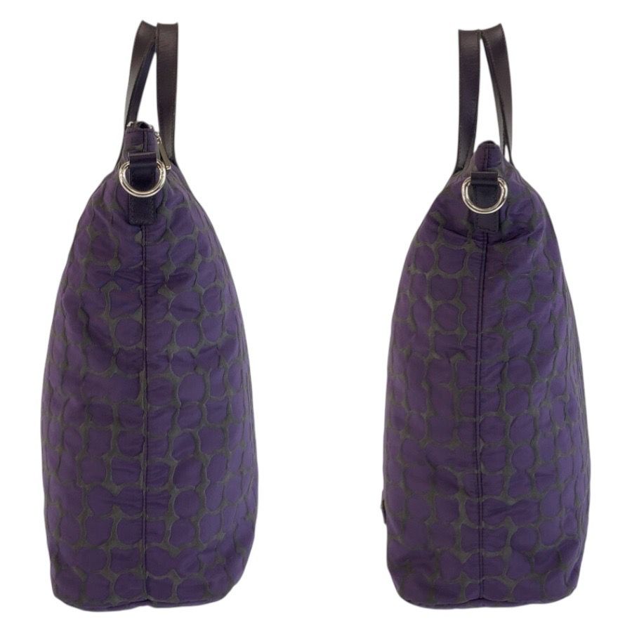 Prada Purple Silver Nylon Leather Tote Shoulder Bag — view 7
