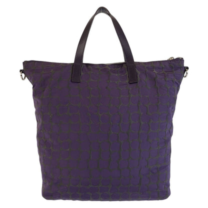 Prada Purple Silver Nylon Leather Tote Shoulder Bag — view 2