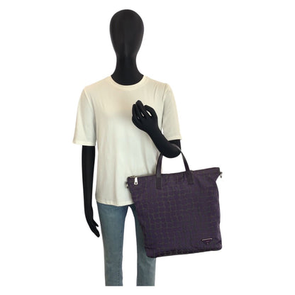 Prada Purple Silver Nylon Leather Tote Shoulder Bag — view 6