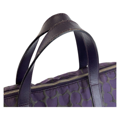 Prada Purple Silver Nylon Leather Tote Shoulder Bag — view 8