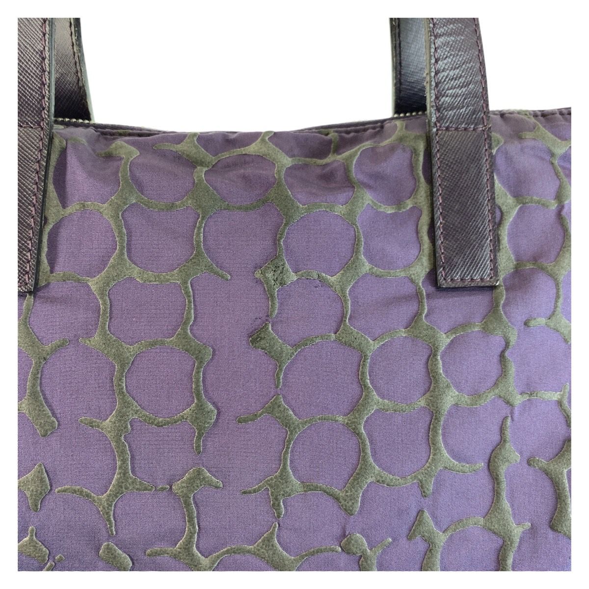Prada Purple Silver Nylon Leather Tote Shoulder Bag — view 5