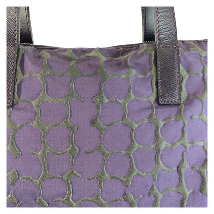 Prada Purple Silver Nylon Leather Tote Shoulder Bag — view 5