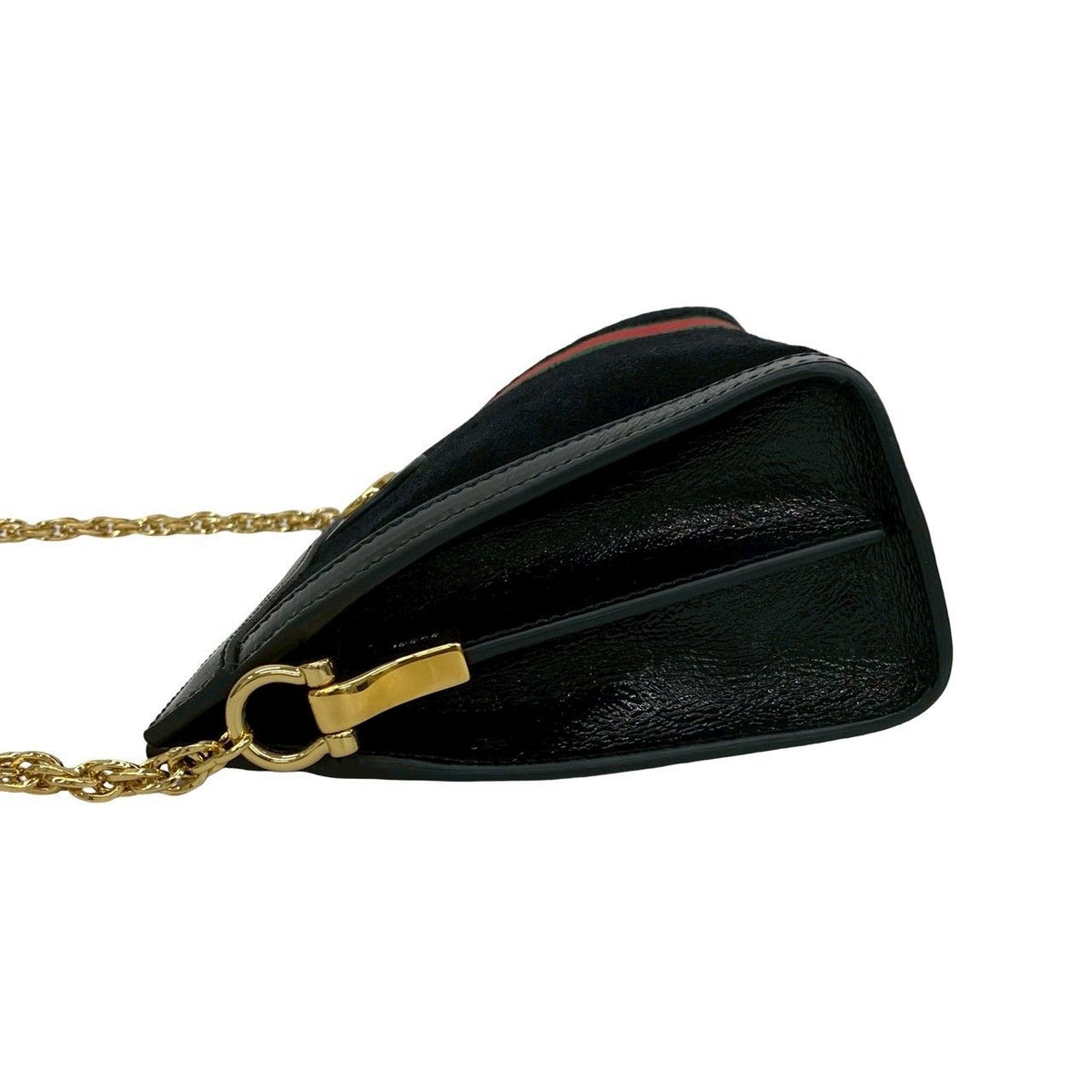 Gucci Ophidia Sherry Line GG Logo Suede Patent Shoulder Bag Black — view 5
