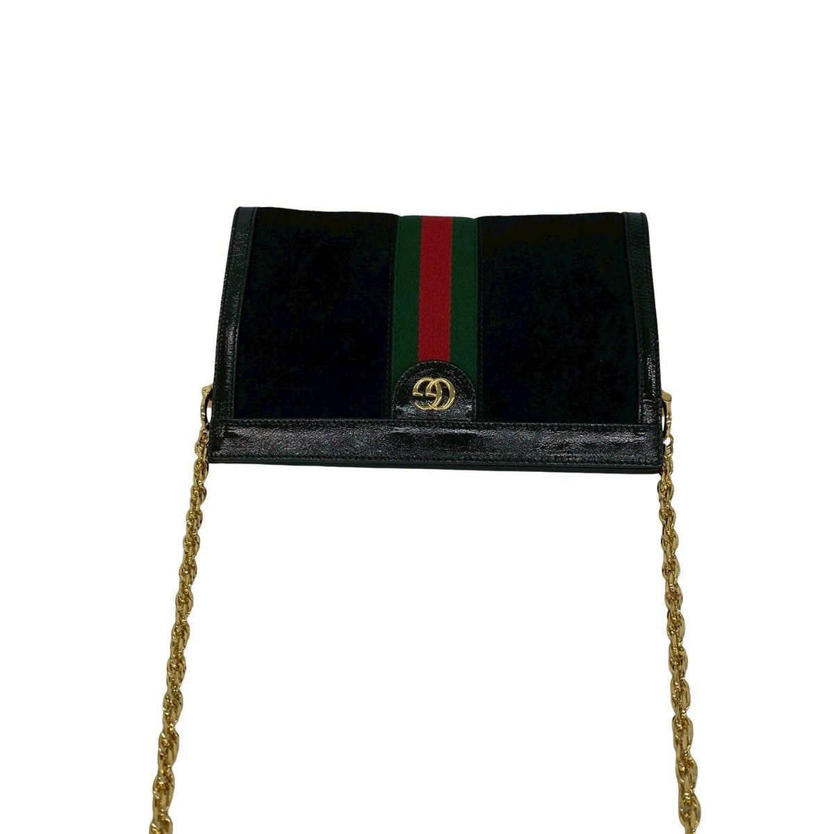 Gucci Ophidia Sherry Line GG Logo Suede Patent Shoulder Bag Black — view 4