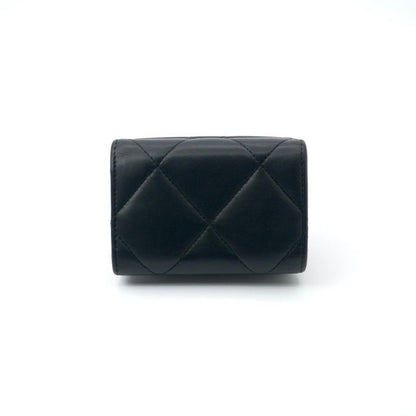 Chanel 19 Wallet Trifold Mini Black Silver Red CC Logo Small — view 3
