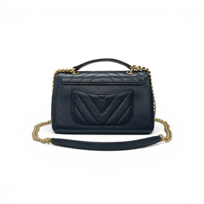 Chanel Shoulder Bag Navy Gold Blanc CC Logo Stitch Chain Turnlock 2-Way — view 3