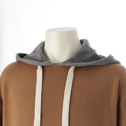 Loewe Cashmere Oversized Hood Knit Hoodie Pullover Top Natural Brown Gray — view 5