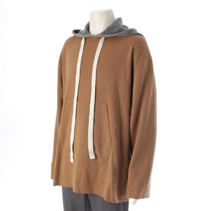 Loewe Cashmere Oversized Hood Knit Hoodie Pullover Top Natural Brown Gray — view 2
