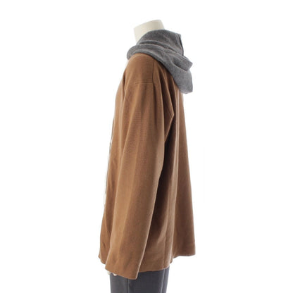 Loewe Cashmere Oversized Hood Knit Hoodie Pullover Top Natural Brown Gray — view 3