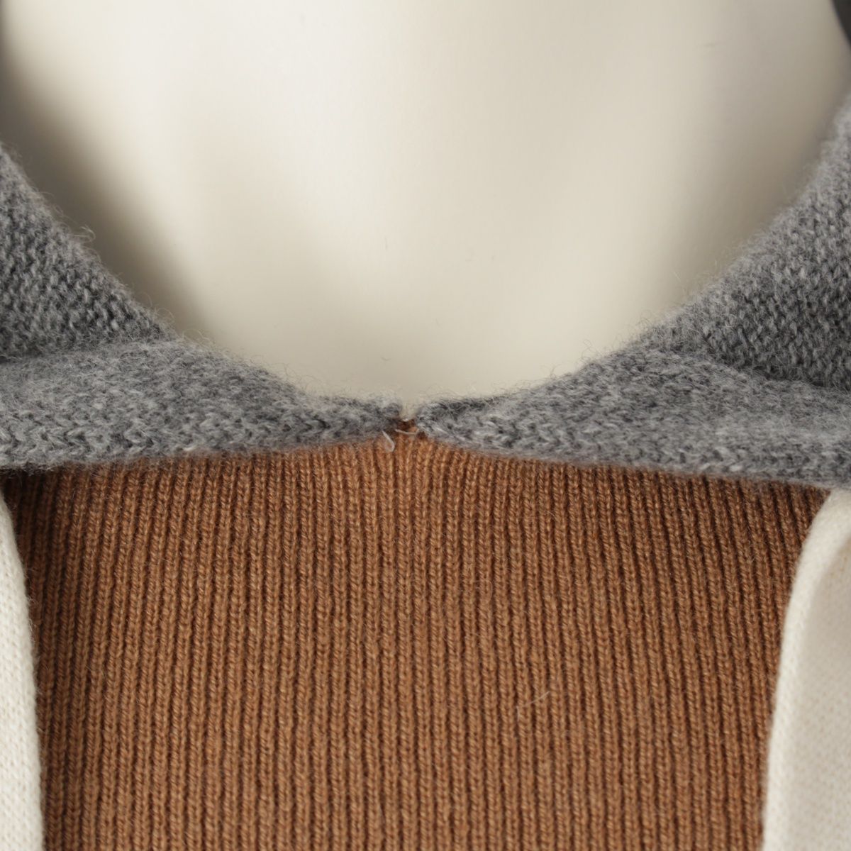 Loewe Cashmere Oversized Hood Knit Hoodie Pullover Top Natural Brown Gray — view 8