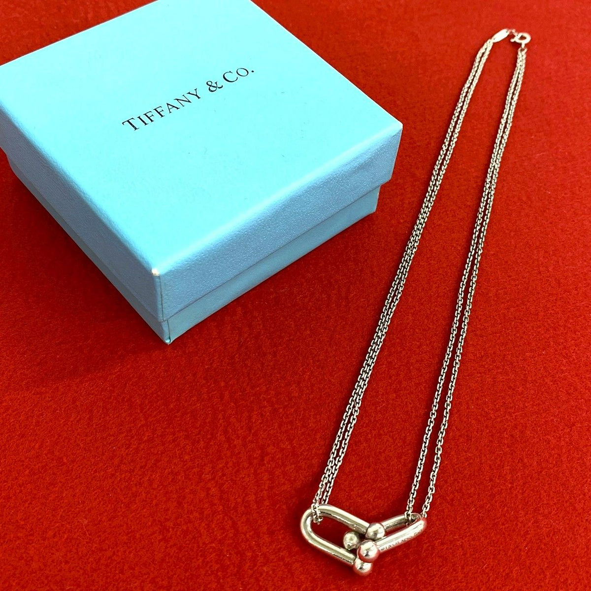 Tiffany & Co HardWear Double Link Necklace 925 Sterling Silver Pendant Choker