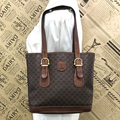 Celine Macadam Pattern Tote Bag Easy to Use Brown