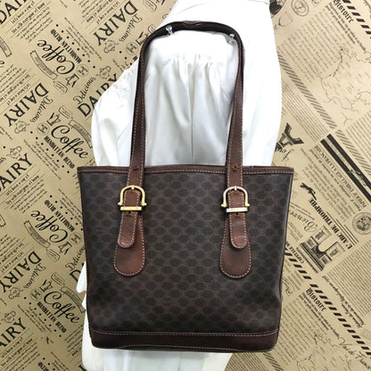 Celine Macadam Pattern Tote Bag Easy to Use Brown — view 2