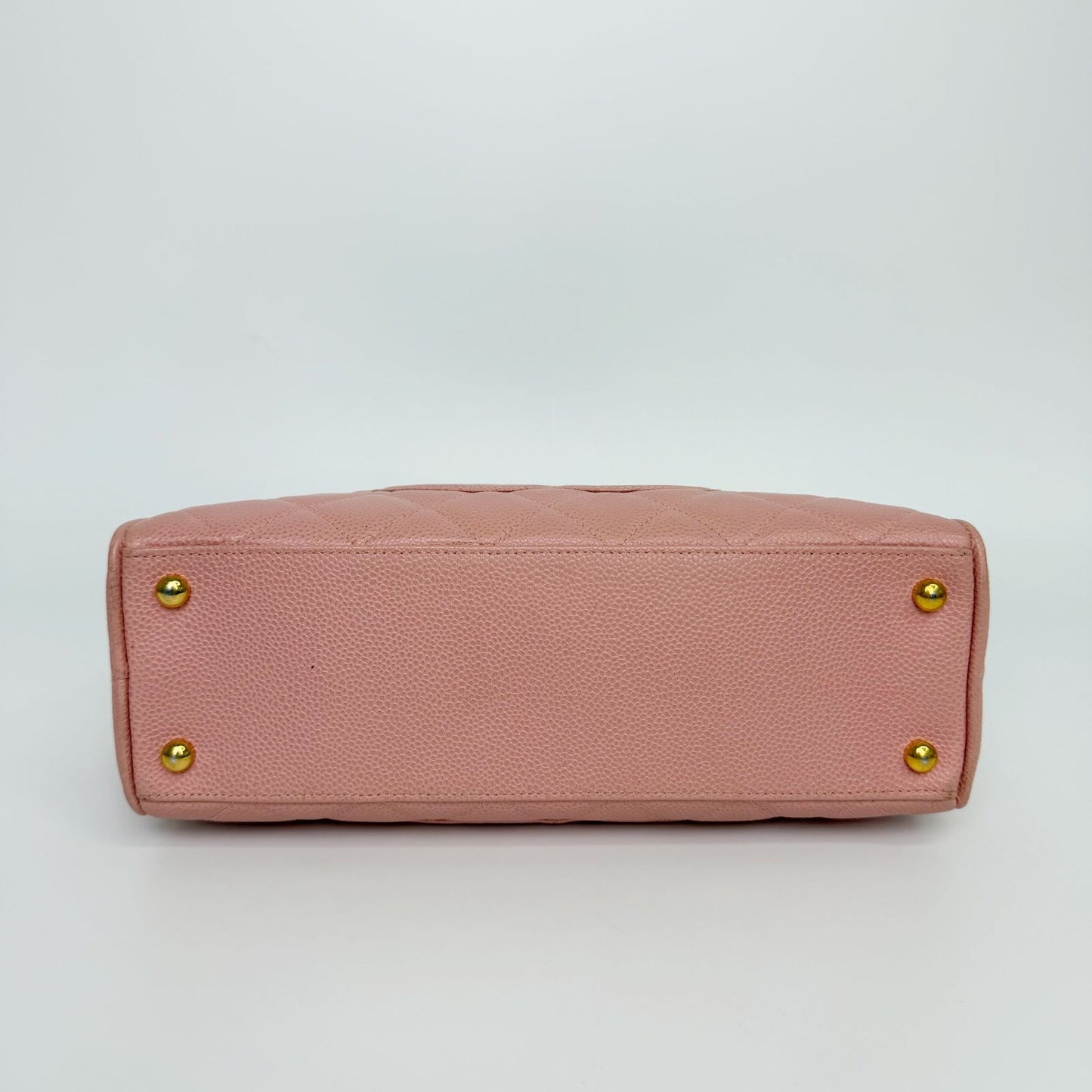 Chanel CC Logo Quilted Mini Boston Bag Caviar Leather Pink Gold Vintage — view 6