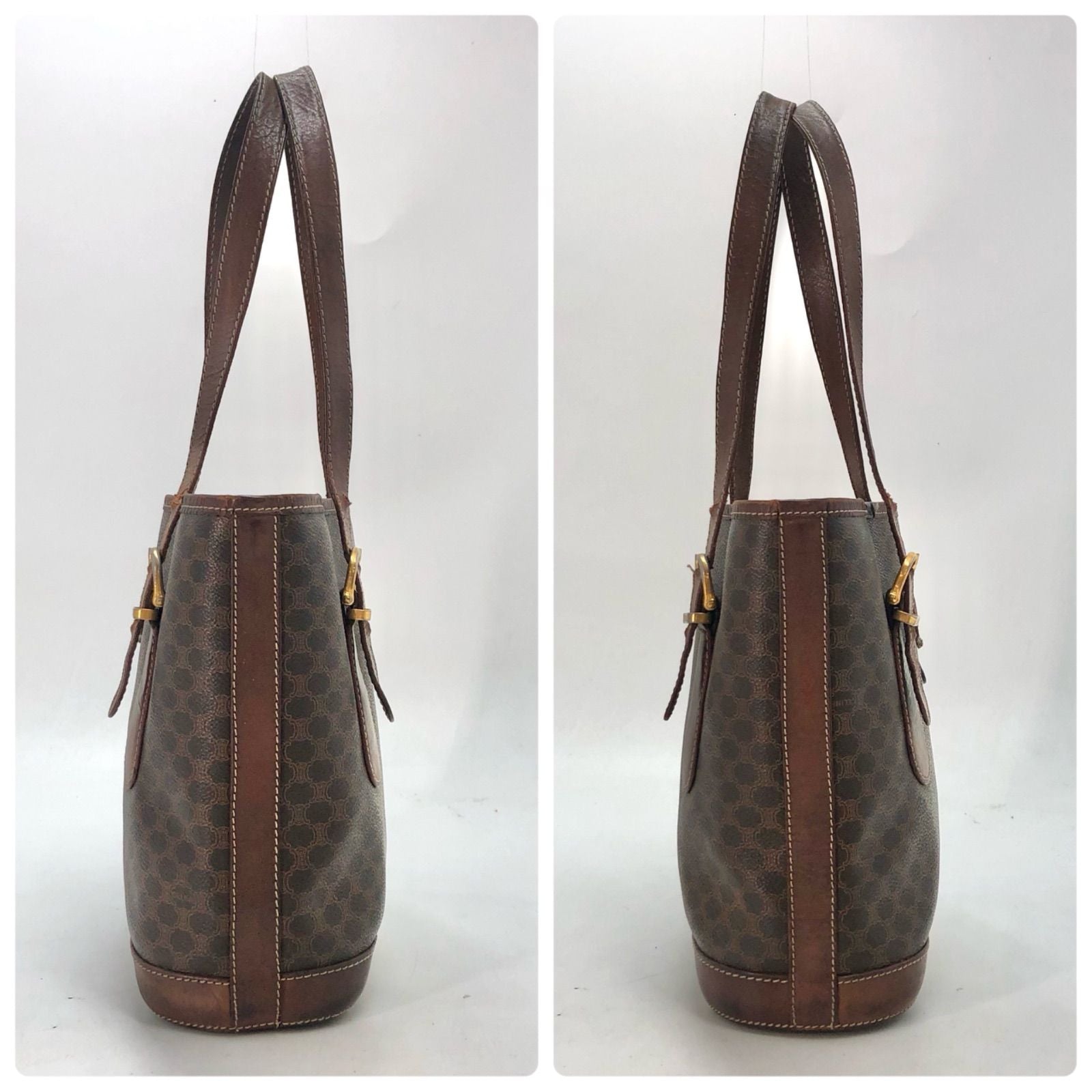 Celine Macadam Pattern Tote Bag Easy to Use Brown — view 4