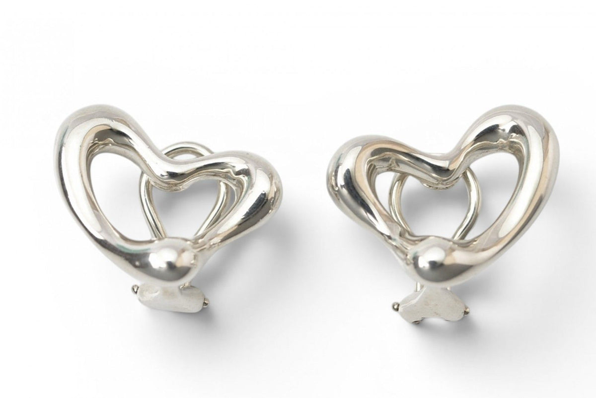 Tiffany & Co Elsa Peretti Open Heart Earrings Silver