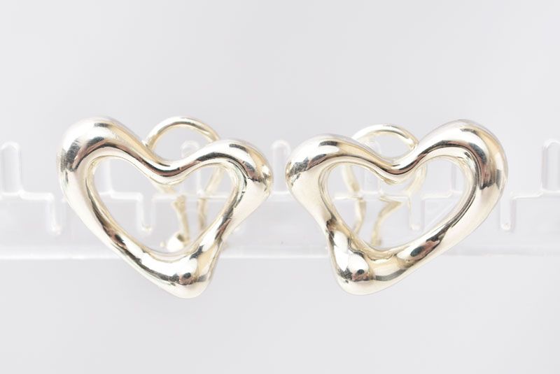 Tiffany & Co Elsa Peretti Open Heart Earrings Silver — view 7