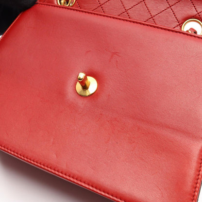 Chanel Shoulder Bag Quilted Red Navy Lambskin Bicolor Chain — view 6