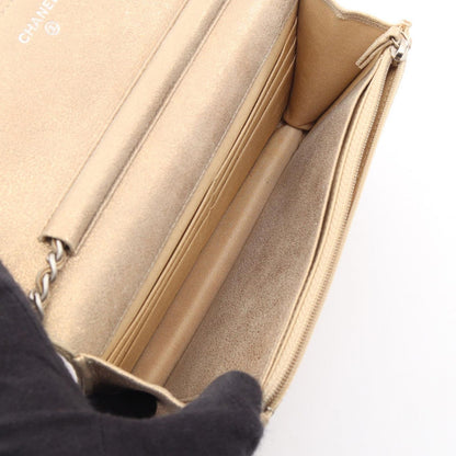 Chanel Shoulder Bag Quilted Metallic Gold Leather Chain Wallet — view 3