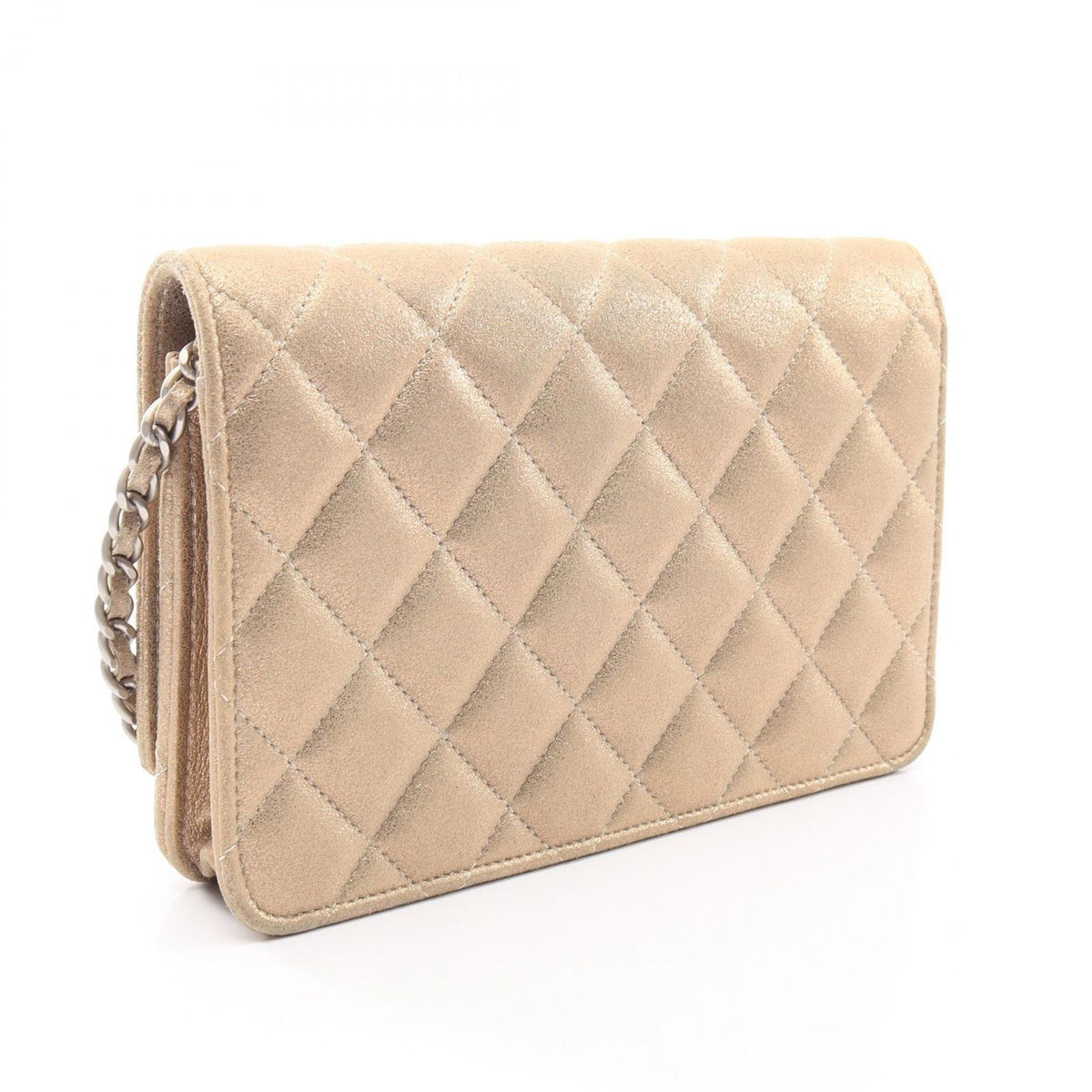 Chanel Shoulder Bag Quilted Metallic Gold Leather Chain Wallet — view 2