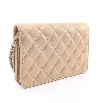 Chanel Shoulder Bag Quilted Metallic Gold Leather Chain Wallet — view 2
