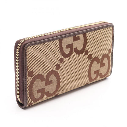 Gucci Round Wallet Jumbo GG Continental Beige Brown Canvas Leather — view 2