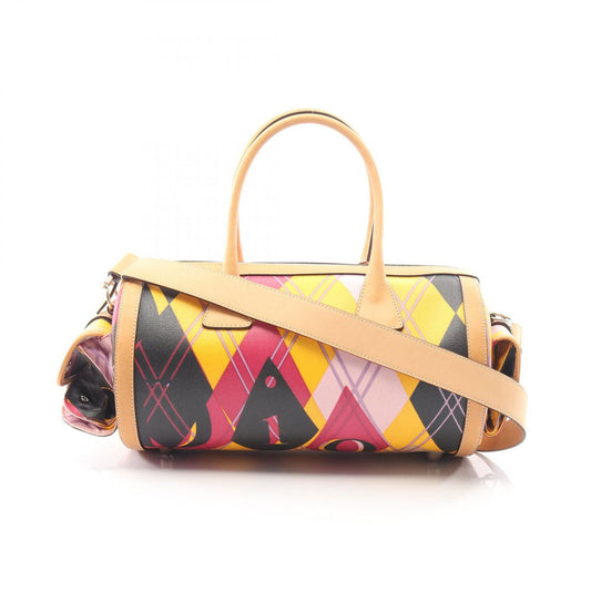 Dior 2-Way Natural Multi Canvas Leather Mini Boston Bag