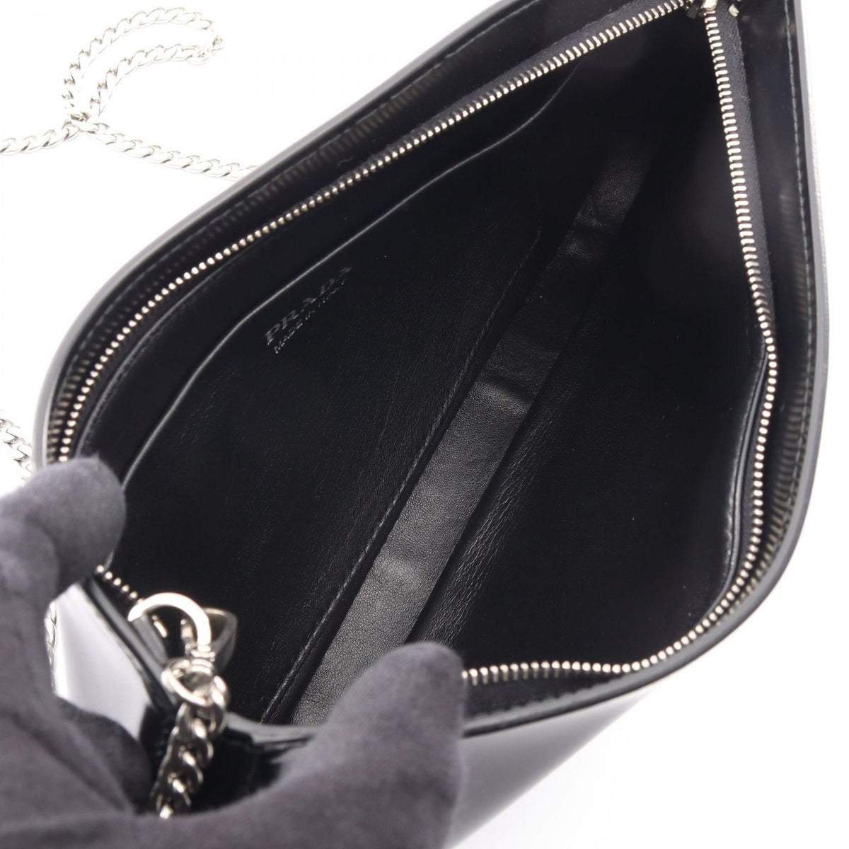 Prada Shoulder Bag Sydney Black Leather Chain — view 3