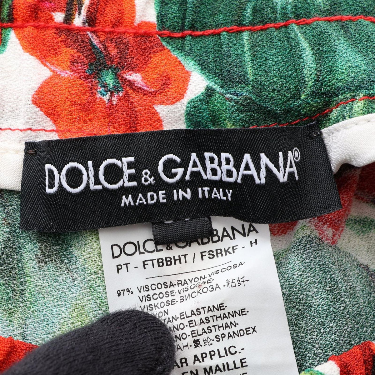 Dolce & Gabbana Pants Floral Pattern Side Line Rayon — view 3