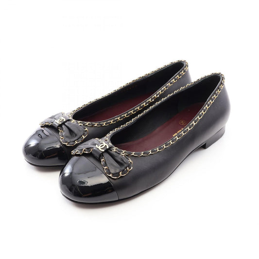 Chanel CC Logo Ribbon Leather Patent Pumps Heels