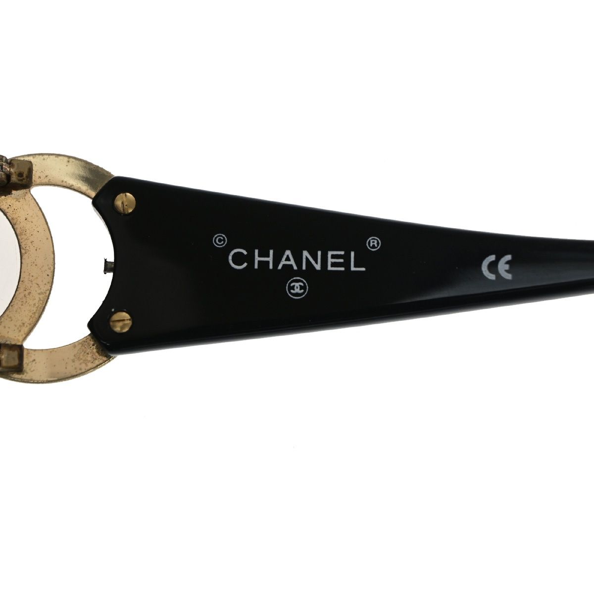 Chanel Sunglasses CC Logo Black Gold Eyewear — view 6