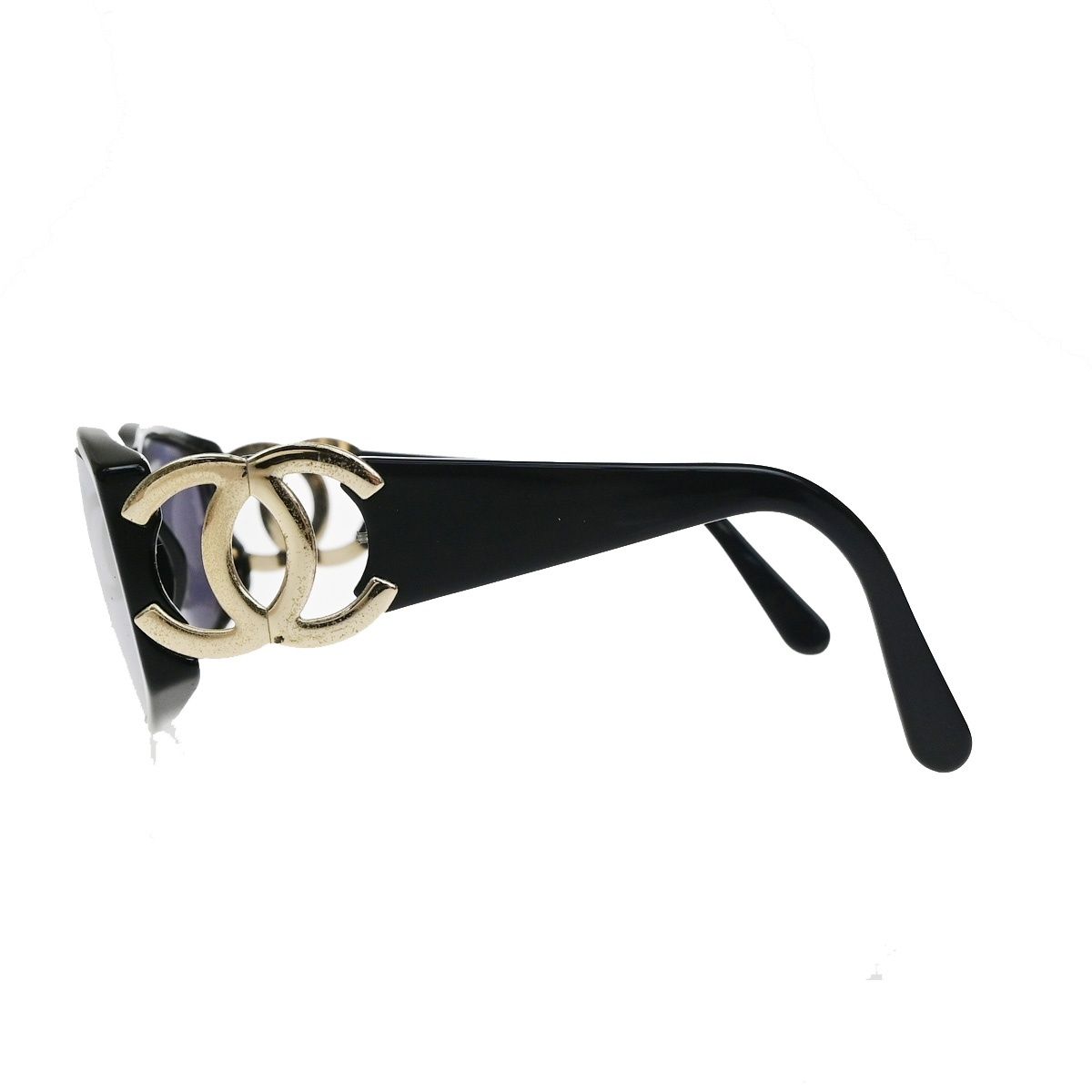 Chanel Sunglasses CC Logo Black Gold Eyewear — view 3