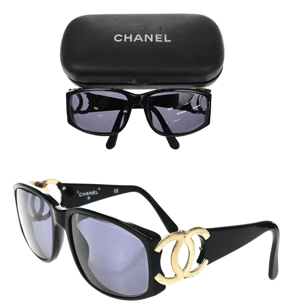 Chanel Sunglasses CC Logo Black Gold Eyewear