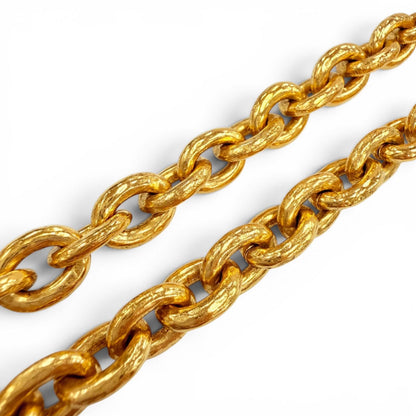 Chanel Vintage CC Logo Gripoix Cross Fringe Long Necklace Gold French — view 5