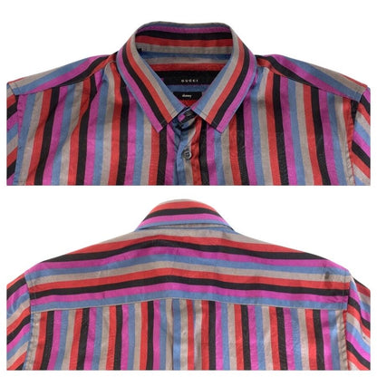 Gucci 38 Multicolor Silk Long Sleeve Shirt Striped — view 5