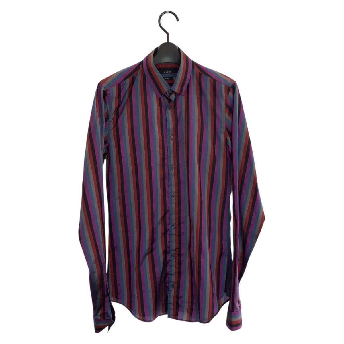 Gucci 38 Multicolor Silk Long Sleeve Shirt Striped