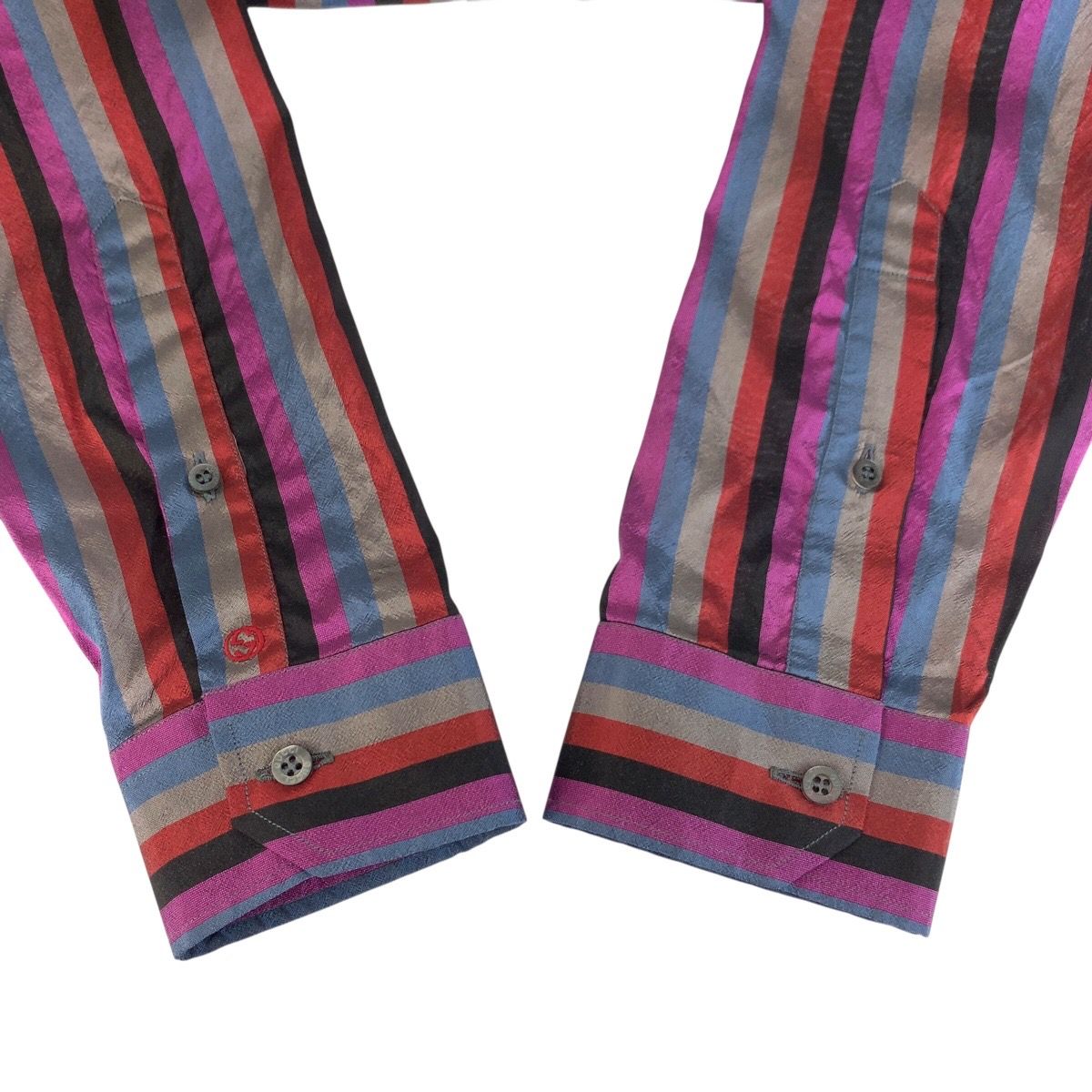 Gucci 38 Multicolor Silk Long Sleeve Shirt Striped — view 7