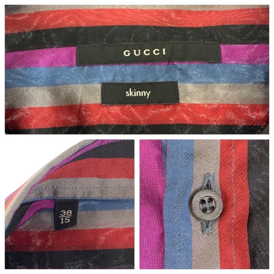 Gucci 38 Multicolor Silk Long Sleeve Shirt Striped — view 3
