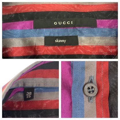 Gucci 38 Multicolor Silk Long Sleeve Shirt Striped — view 3