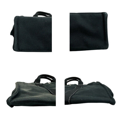 Hermes Deauville MM Black Silver Canvas Handbag — view 7