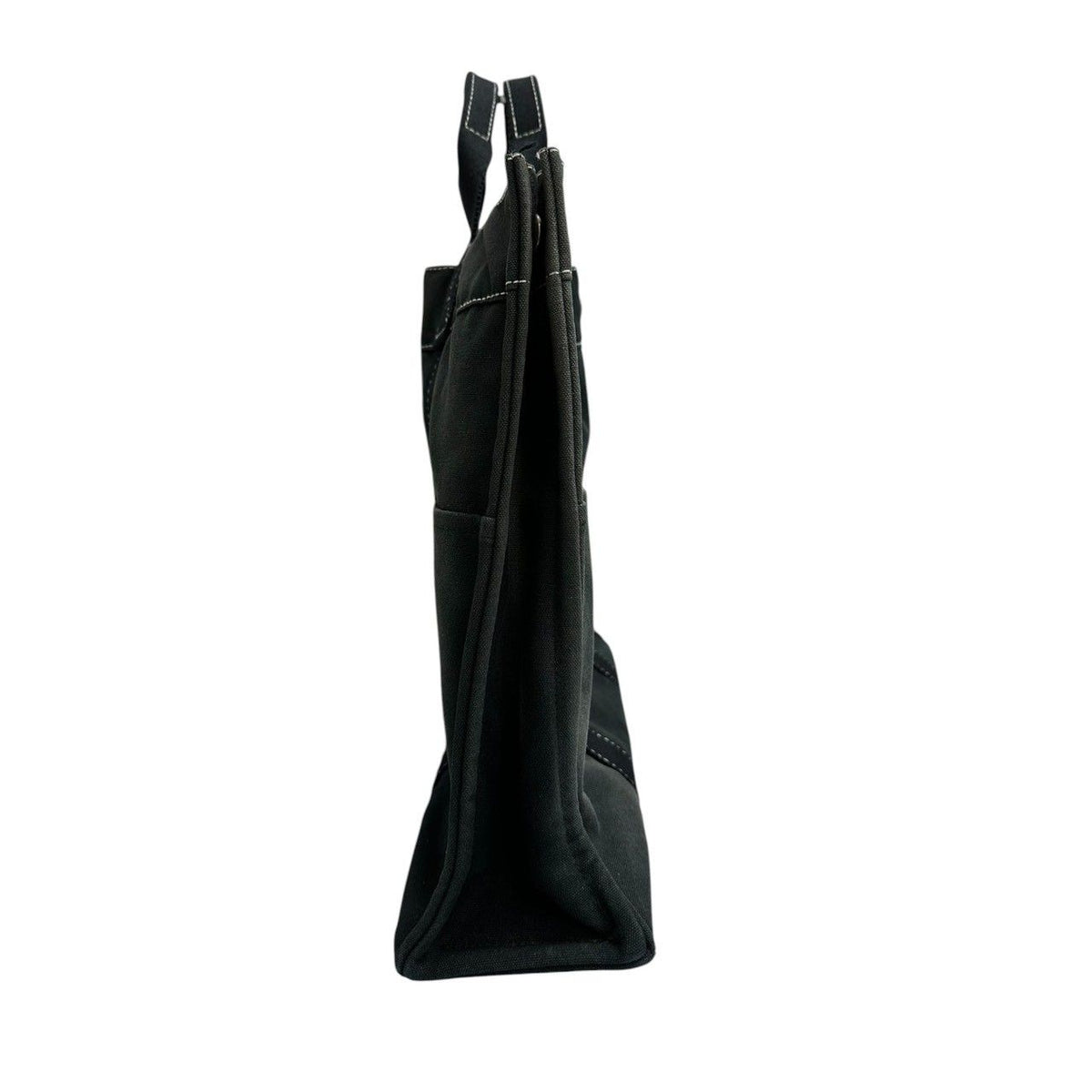 Hermes Deauville MM Black Silver Canvas Handbag — view 4