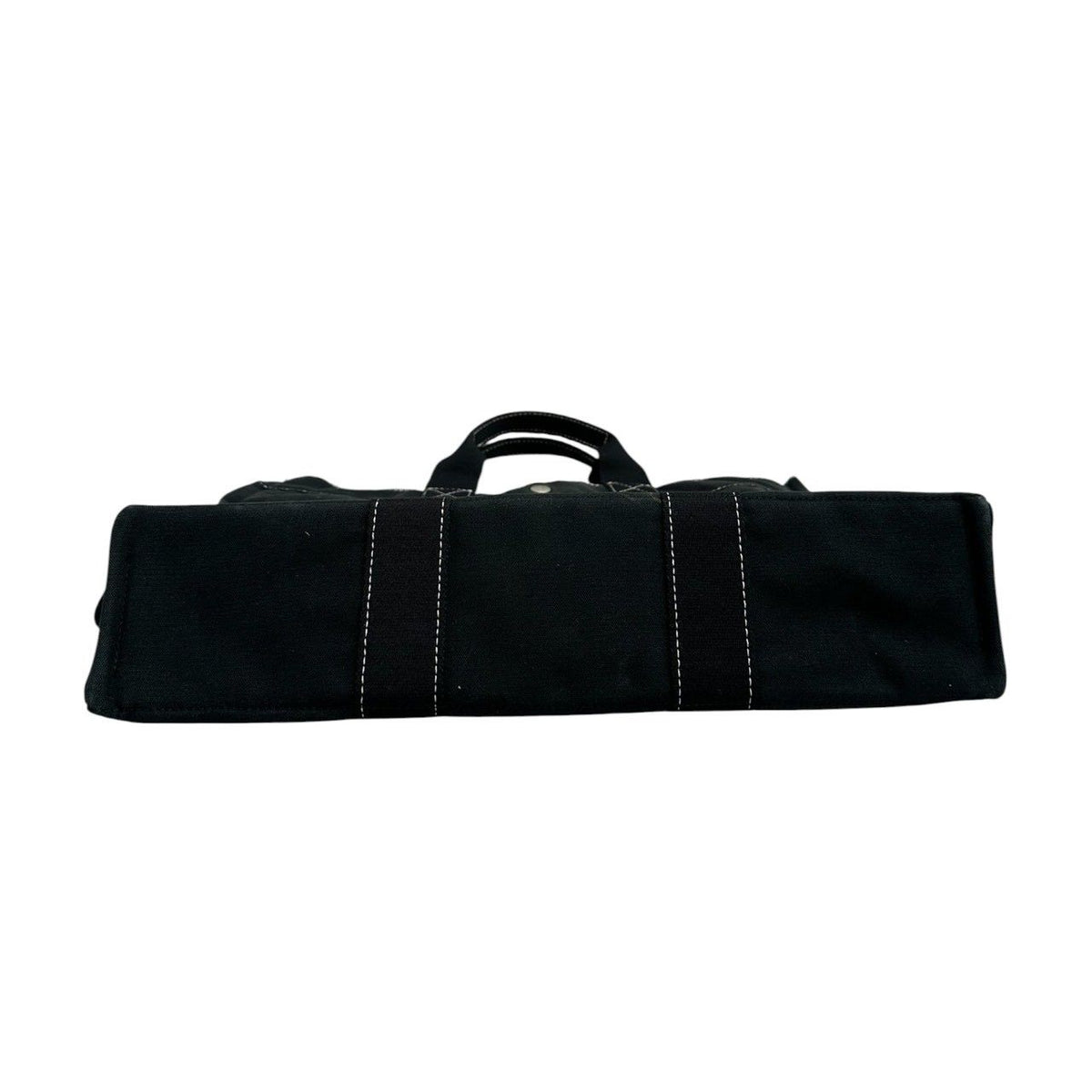 Hermes Deauville MM Black Silver Canvas Handbag — view 3