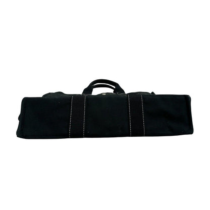 Hermes Deauville MM Black Silver Canvas Handbag — view 3