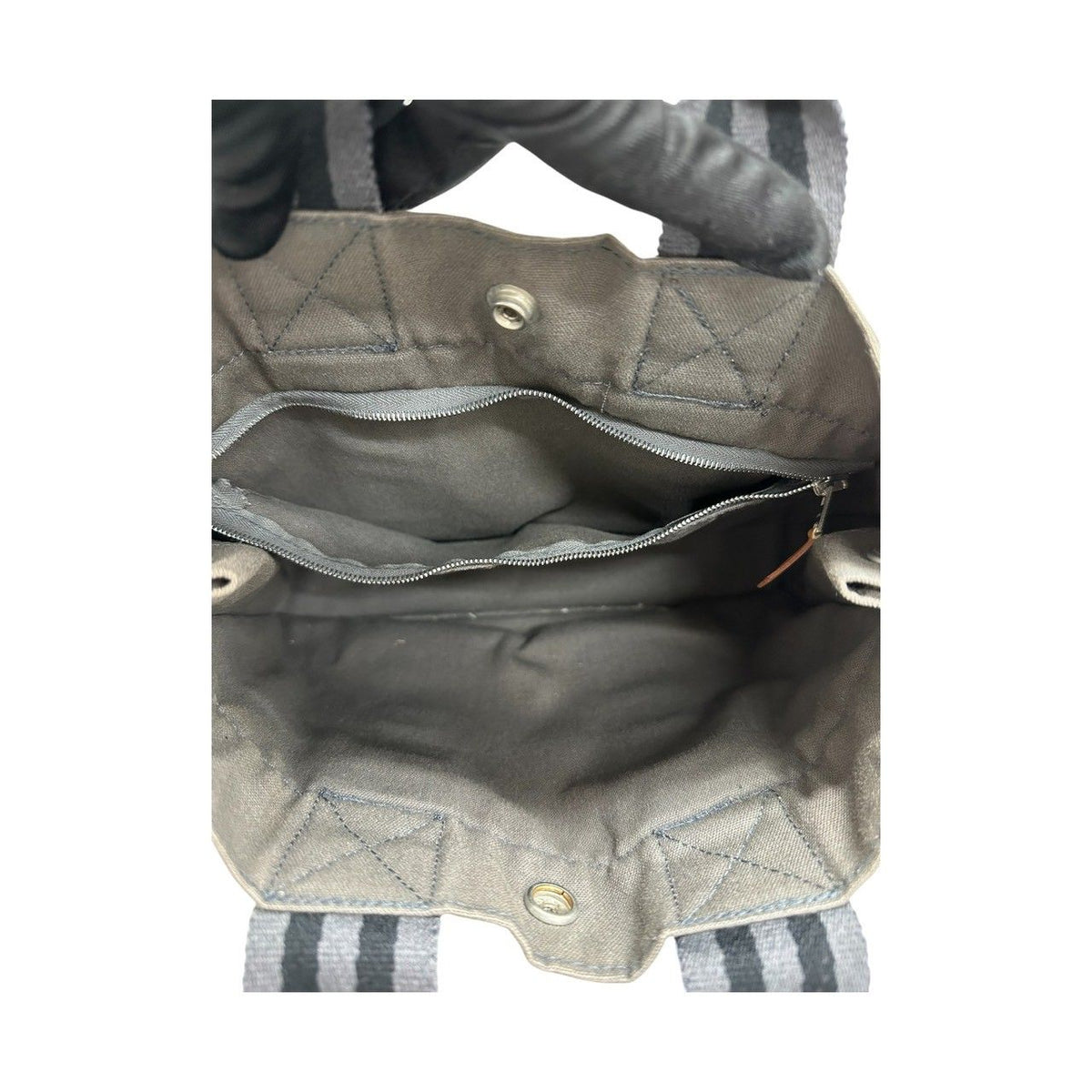 Hermes Fourre Tout Gray Black Canvas Tote Bag — view 8