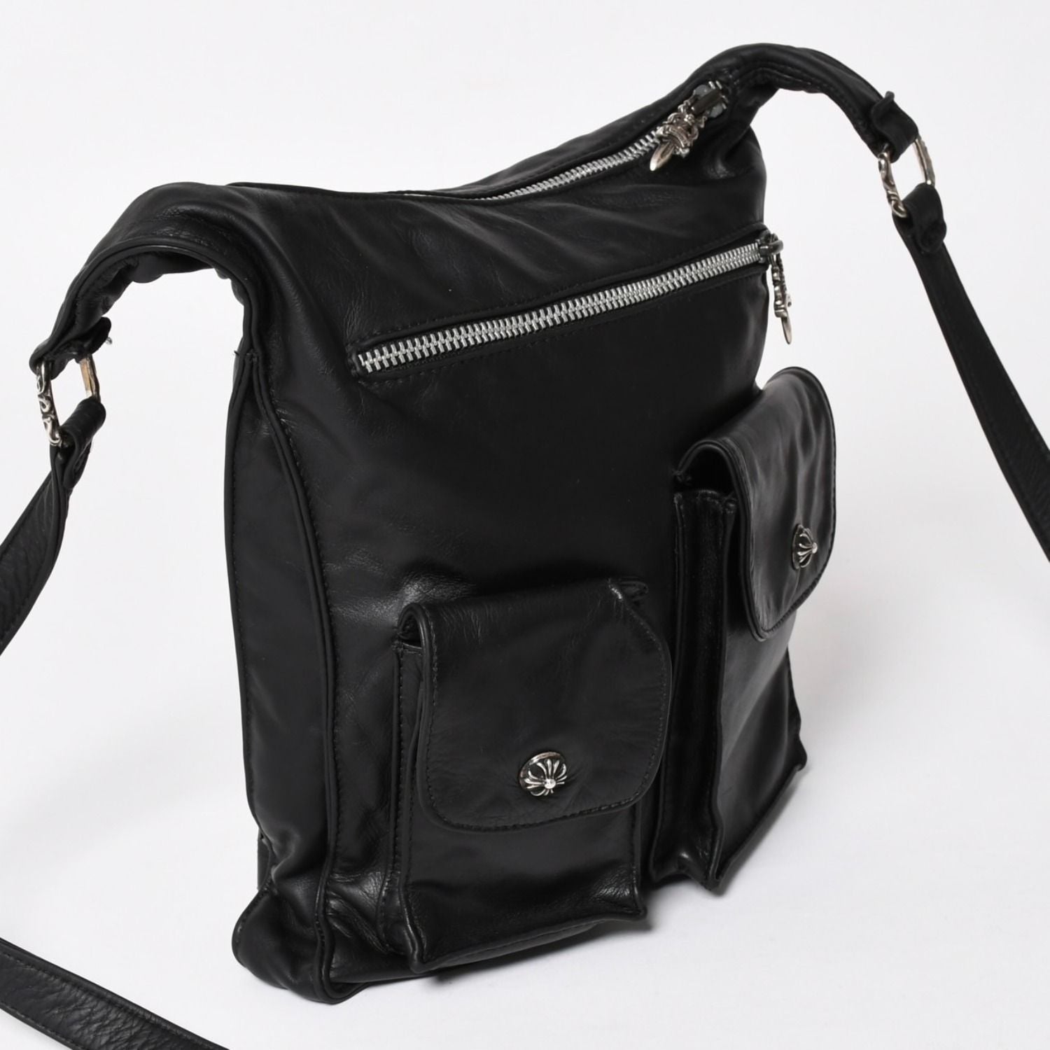 Chrome Hearts F-slinger Leather Shoulder Bag Dagger Zip CH Plus Cross Ball — view 3