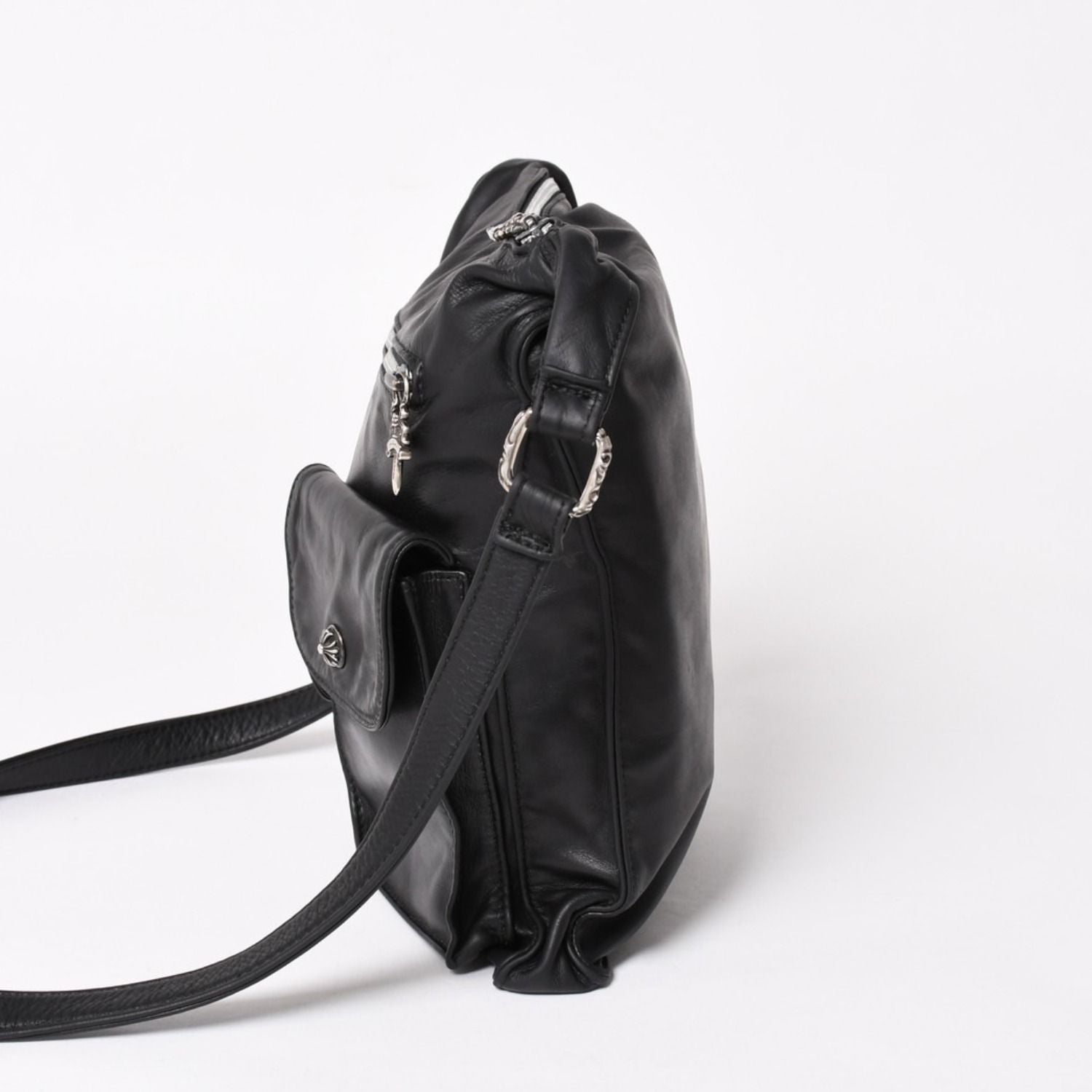 Chrome Hearts F-slinger Leather Shoulder Bag Dagger Zip CH Plus Cross Ball — view 4
