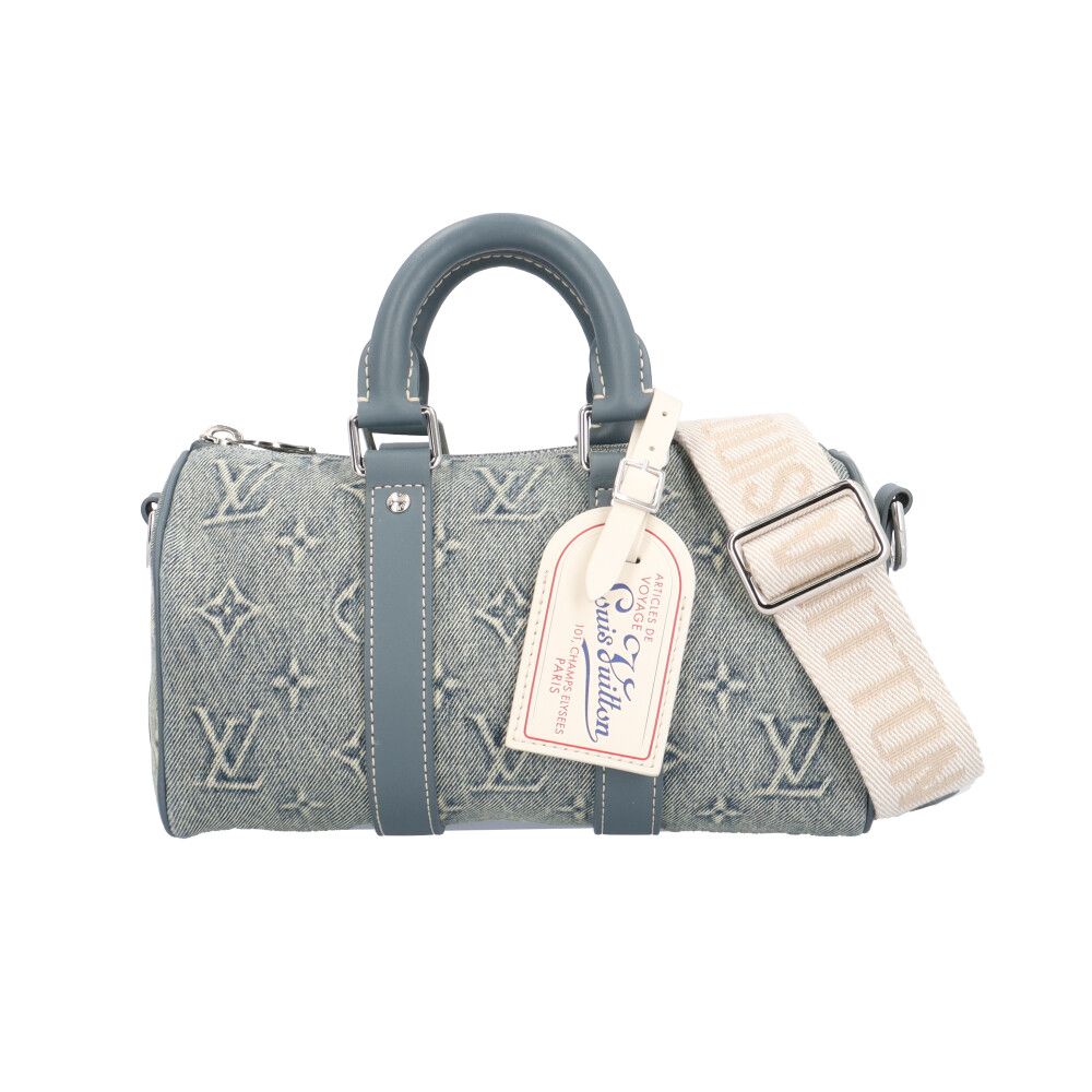 Louis Vuitton Keepall Bandouliere 25 Monogram Denim Shoulder Bag Blue