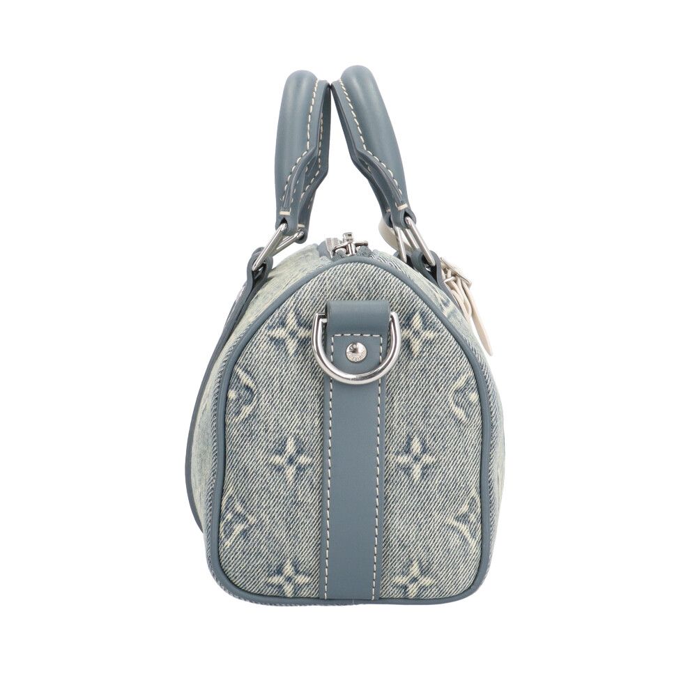 Louis Vuitton Keepall Bandouliere 25 Monogram Denim Shoulder Bag Blue — view 4