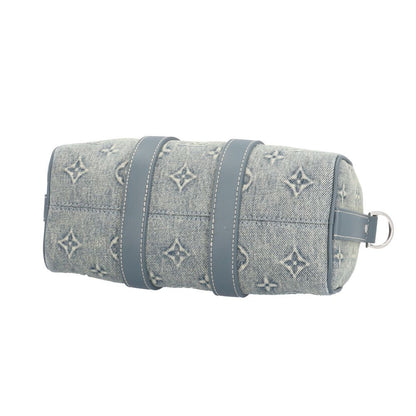 Louis Vuitton Keepall Bandouliere 25 Monogram Denim Shoulder Bag Blue — view 5